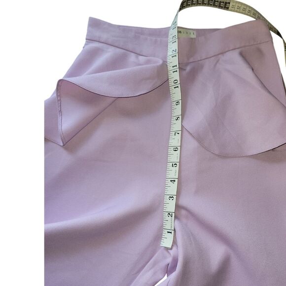 NWT ASOS LUXE Wide Flare Leg Tailored Pants Frill Overlay Lilac Purple 4 - Picture 7 of 14